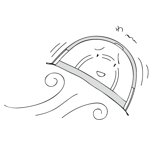 固定していないテントに風が吹くと